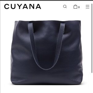 Monogrammed Cuyana navy blue tote, barely worn!